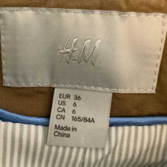 H&M Women's Notch Lapel Back One Button Khaki Fitted Lined Blazer Jacket Size 6 - Picture 7 of 8